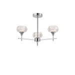 Aria 47cm Fixed Pendant, 3 Light G9, IP44, Polished Chrome/Clear Glass