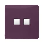 Trendi, Artistic Modern Twin PC Ethernet Cat 5&6 Data Outlet Plum Finish, BRITISH MADE, (35mm Back Box Required), 5yrs Warranty