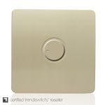 Trendi, Artistic Modern 1 Gang 1 Way Dimmer Switch, 200W (NOT LED) Champagne Gold Finish, BRITISH MADE, (35mm Back Box), 5yrs Wrnty