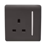 Trendi, Artistic Modern 1 Gang 13Amp Switched Socket Dark Brown Finish, BRITISH MADE, (25mm Back Box Required), 5yrs Warranty