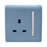 Trendi, Artistic Modern 1 Gang 13Amp Switched Socket Sky Finish, BRITISH MADE, (25mm Back Box Required), 5yrs Warranty