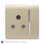 Trendi, Artistic Modern 1 Gang 15 Amp Round Pin Plug Champagne Gold Finish, BRITISH MADE, (35mm Back Box Required), 5yrs Warranty