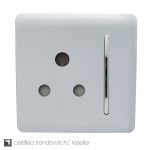 Trendi, Artistic Modern 1 Gang 15 Amp Round Pin Plug Silver Finish, BRITISH MADE, (35mm Back Box Required), 5yrs Warranty