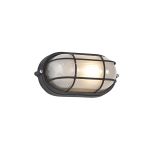 Avon Oval Wall/Ceiling Lamp, 1 Light E27, IP44, Black/Glass