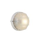 Avon Round Wall/Ceiling Lamp, 1 Light E27, IP44, White/Glass