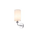 Banyan 1 Light Switched Wall Lamp, E14 Polished Chrome With 12cm Faux Silk Shade, White