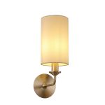 Banyan 1 Light Switched Wall Lamp, E14 Satin Nickel With 12cm Faux Silk Shade, Ivory Pearl/White Laminate