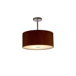 Baymont Polished Chrome 1 Light E27 Semi Flush With 40cm x 18cm Dual Faux Silk Shade, Raw Cocoa/Grecian Bronze With Frosted/PC Diffuser