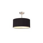 Baymont Polished Chrome 1 Light E27 Semi Flush With 40cm x 18cm Dual Faux Silk Shade, Black/Green Olive With Frosted/PC Acrylic Diffuser