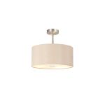 Baymont Polished Chrome 1 Light E27 Semi Flush With 40cm x 18cm Dual Faux Silk Shade, Antique Gold/Ruby With Frosted/PC Acrylic Diffuser
