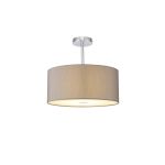 Baymont Polished Chrome 1 Light E27 Semi Flush With 40cm x 18cm Faux Silk Shade, Grey/White Laminate & Frosted/PC Acrylic Diffuser