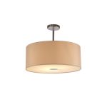 Baymont Polished Chrome 1 Light E27 Semi Flush With 50cm x 20cm Dual Faux Silk Shade, Nude Beige/Moonlight With Frosted/PC Acrylic Diffuser