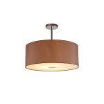 Baymont Polished Chrome 1 Light E27 Semi Flush With 50cm x 20cm Dual Faux Silk Shade, Taupe/Halo Gold With Frosted/PC Acrylic Diffuser