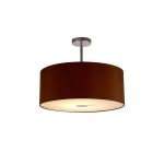 Baymont Polished Chrome 1 Light E27 Semi Flush With 50cm x 20cm Dual Faux Silk Shade, Raw Cocoa/Grecian Bronze With Frosted/PC Diffuser