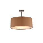 Baymont Polished Chrome 1 Light E27 Semi Flush With 50cm x 20cm Dual Faux Silk Shade, Antique Gold/Ruby With Frosted/PC Acrylic Diffuser