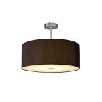 Baymont Polished Chrome 1 Light E27 Semi Flush With 50cm x 20cm Faux Silk Shade, Black/White Laminate With Frosted/PC Acrylic Diffuser