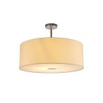 Baymont Polished Chrome 1 Light E27 Semi Flush With 60cm x 22cm Faux Silk Shade, Ivory Pearl/White Laminate With Frosted/PC Acrylic Diffuser