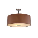 Baymont Polished Chrome 1 Light E27 Semi Flush With 60cm x 22cm Dual Faux Silk Shade, Taupe/Halo Gold With Frosted/PC Acrylic Diffuser