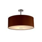Baymont Polished Chrome 1 Light E27 Semi Flush With 60cm x 22cm Dual Faux Silk Shade, Raw Cocoa/Grecian Bronze With Frosted/PC Diffuser