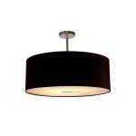 Baymont Polished Chrome 1 Light E27 Semi Flush With 60cm x 22cm Dual Faux Silk Shade, Black/Green Olive With Frosted/PC Acrylic Diffuser