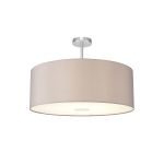Baymont Polished Chrome 1 Light E27 Semi Flush With 60cm x 22cm Faux Silk Shade, Grey/White Laminate With Frosted/PC Acrylic Diffuser