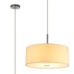 Baymont Polished Chrome 1 Light E27  Single Pendant With 50cm x 20cm Faux Silk Shade, Ivory Pearl/White Laminate With Frosted/PC Acrylic Diffuser