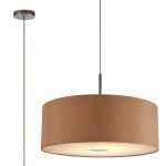 Baymont Polished Chrome 1 Light E27  Single Pendant With 60cm x 22cm Dual Faux Silk Shade, Antique Gold/Ruby With Frosted/PC Acrylic Diffuser