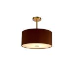 Baymont Antique Brass 1 Light E27 Semi Flush With 40cm x 18cm Dual Faux Silk Shade, Raw Cocoa/Grecian Bronze With Frosted/AB Acrylic Diffuser
