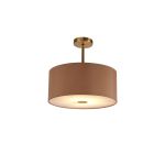 Baymont Antique Brass 1 Light E27 Semi Flush With 40cm x 18cm Dual Faux Silk Shade, Antique Gold/Ruby With Frosted/AB Acrylic Diffuser