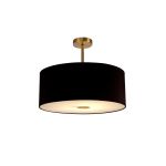 Baymont Antique Brass 1 Light E27 Semi Flush With 50cm x 20cm Dual Faux Silk Shade, Black/Green Olive With Frosted/AB Acrylic Diffuser