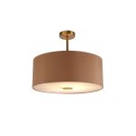 Baymont Antique Brass 1 Light E27 Semi Flush With 50cm x 20cm Dual Faux Silk Shade, Antique Gold/Ruby With Frosted/AB Acrylic Diffuser