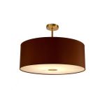 Baymont Antique Brass 1 Light E27 Semi Flush With 60cm x 22cm Dual Faux Silk Shade, Raw Cocoa/Grecian Bronze With Frosted/AB Acrylic Diffuser