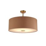 Baymont Antique Brass 1 Light E27 Semi Flush With 60cm x 22cm Dual Faux Silk Shade, Antique Gold/Ruby With Frosted/AB Acrylic Diffuser