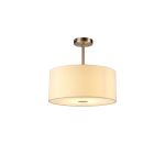 Baymont Satin Nickel 1 Light E27 Semi Flush With 40cm x 18cm Faux Silk Shade, Ivory Pearl/White Laminate With Frosted/SN Acrylic Diffuser