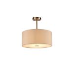 Baymont Satin Nickel 1 Light E27 Semi Flush With 40cm x 18cm Dual Faux Silk Shade, Nude Beige/Moonlight With Frosted/SN Acrylic Diffuser