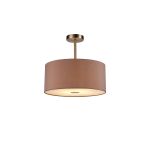 Baymont Satin Nickel 1 Light E27 Semi Flush With 40cm x 18cm Dual Faux Silk Shade, Taupe/Halo Gold With Frosted/SN Acrylic Diffuser