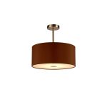 Baymont Satin Nickel 1 Light E27 Semi Flush With 40cm x 18cm Dual Faux Silk Shade, Raw Cocoa/Grecian Bronze With Frosted/SN Acrylic Diffuser
