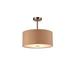 Baymont Satin Nickel 1 Light E27 Semi Flush With 40cm x 18cm Dual Faux Silk Shade, Antique Gold/Ruby With Frosted/SN Acrylic Diffuser