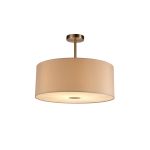 Baymont Satin Nickel 1 Light E27 Semi Flush With 50cm x 20cm Dual Faux Silk Shade, Nude Beige/Moonlight With Frosted/SN Acrylic Diffuser