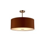Baymont Satin Nickel 1 Light E27 Semi Flush With 50cm x 20cm Dual Faux Silk Shade, Raw Cocoa/Grecian Bronze With Frosted/SN Acrylic Diffuser