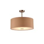 Baymont Satin Nickel 1 Light E27 Semi Flush With 50cm x 20cm Dual Faux Silk Shade, Antique Gold/Ruby With Frosted/SN Acrylic Diffuser