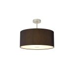 Baymont Satin Nickel 1 Light E27 Semi Flush With 50cm x 20cm Faux Silk Shade, Black/White Laminate With Frosted/SN Acrylic Diffuser