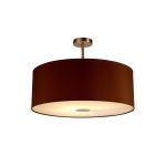 Baymont Satin Nickel 1 Light E27 Semi Flush With 60cm x 22cm Dual Faux Silk Shade, Raw Cocoa/Grecian Bronze With Frosted/SN Acrylic Diffuser