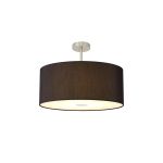 Baymont Satin Nickel 1 Light E27 Semi Flush With 60cm x 22cm Faux Silk Shade, Black/White Laminate With Frosted/SN Acrylic Diffuser