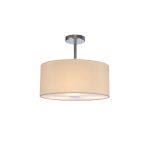 Baymont Polished Chrome 3 Light E27 Semi Flush With 40cm x 18cm Faux Silk Shade Ivory Pearl/White Laminate & Frosted/PC Acrylic Diffuser