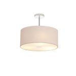 Baymont Polished Chrome 3 Light E27 Semi Flush With 40cm x 18cm Dual Faux Silk Shade, Nude Beige/Moonlight & Frosted/PC Acrylic Diffuser