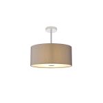 Baymont Polished Chrome 3 Light E27 Semi Flush With 40cm x 18cm Faux Silk Shade, Grey/White Laminate & Frosted/PC Acrylic Diffuser