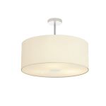 Baymont Polished Chrome 3 Light E27 Semi Flush With 50cm x 20cm Faux Silk Shade Ivory Pearl/White Laminate & Frosted/PC Acrylic Diffuser