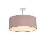 Baymont Polished Chrome 3 Light E27 Semi Flush With 50cm x 20cm Dual Faux Silk Shade, Taupe/Halo Gold & Frosted/PC Acrylic Diffuser
