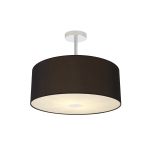 Baymont Polished Chrome 3 Light E27 Semi Flush With 50cm x 20cm Dual Faux Silk Shade, Black/Green Olive & Frosted/PC Acrylic Diffuser